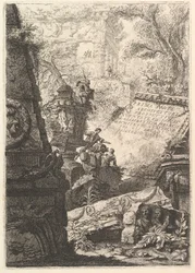 Frontispice: Første del av Architectures, and Perspectives, Roma, ca. 1750.
