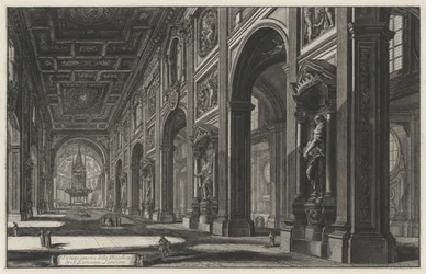 Interiørutsikt over basilikaen San Giovanni in Laterano (fra: Vedute di Roma)