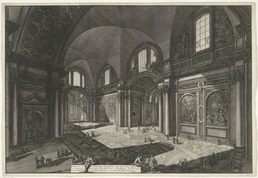 Interieur van de Santa Maria degli Angeli e dei Martiri te Roma Innvendig utsikt over kirken Madonna degli Anioli i Certosa som tidligere var hovedhallen til Diokletians bad (tittel på objekt) Gezichten op Roma (serietittel)