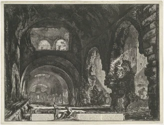 Interieur van de Tempel van Hercules Victor t și Tivoli Vedere interioară a Villa di Mecenate (titlu pe obiect) Gezichten op Rome (titlul seriei) Vederi ale Romei proiectate și gravate de arhitectul Giambattista Piranesi Ve (nez) iano (titlul seriei) norve