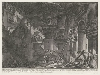 Interieur van graftombe bij Vigna Casali Interiørbilde av gravkammeret i Vigna Casali ved Porta S. Sebastiano (tittel på objekt) Archeologische vondsten in en rond Roma (serietittel) Roman Antiquities (serietittel)
