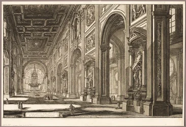 Innvendig utsikt over basilikaen St. John Lateran, fra utsikt over Roma