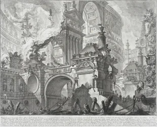 En del av en romslig og praktfull havn for bruk av de gamle romerne som åpner ut mot et stort markedstorg, 1761-80