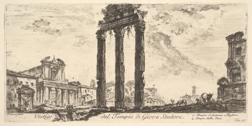 Plate 10: Ruinene av Temple of Jupiter Stator Jupiter the Supporter. 1. Tempel av ..., ca. 1748.