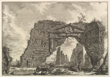 Rester av en overbygd portiko, eller en kryptoportiucus, i en villa i Domitian, fem mil..., ca. 1766.