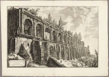 Rester av Villa of Maecenas i Tivoli, fra utsikt over Roma