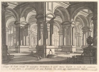 Trapper utsmykket av storslått arkitektur. . . Gruppo di Scale ornato di magnif..., ca. 1750