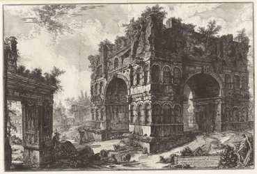 Det såkalte Janustempelet. A. Den såkalte Argentarii-buen, fra Vedute di Roma (Utsikter over Roma)
