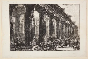 Neptuntempelet i Paestum, sett fra siden og tegnet større enn på den første tavlen