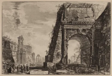 Titusbuen med Casino Farnese til venstre, ca. 1760-78 (radering)