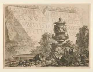 Tittelside: Utsikt over Roma tegnet og etset av Giambattista Piranesi, venetiansk arkitekt), fra Vedute di Roma