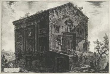 Tombe van Aspasia Annia Regilla te Roma Utsikt over Camene-tempelet (tittel på objekt) Gezichten op Roma (serietittel) Utsikt over Roma tegnet og gravert av Giambattista Piranesi Ve(nez)iano arkitekt (serietittel)