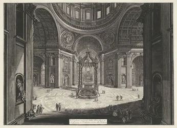 Transept van de Sint-Pietersbasiliek te Vaticaanstad Innvendig visning av Peterskirken i Vatikanet nær Tribuna (tittel på objekt) Gezichten op Roma (serietittel) Utsikt over Roma designet og gravert av Giambattista Piranesi-arkitekten Ve (