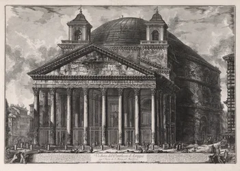 Utsikt over Agrippas Pantheon, i dag kirken Santa Maria ad Martyres [egentlig Hadrians Pantheon], fra Vedute di Roma (Utsikter over Roma)