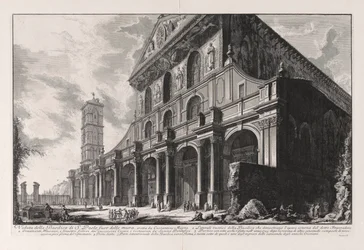Utsikt over St. Paul-basilikaen utenfor murene, bygget av Konstantin den store, fra Vedute di Roma (Utsikt over Roma)