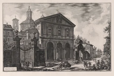 Utsikt over basilikaen San Sebastiano fuori delle Mura i Roma, på Appian Way), fra Vedute di Roma (Utsikt over Roma)