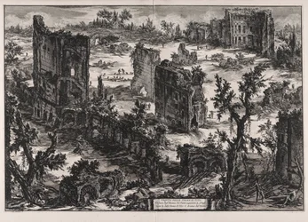 Veduta delle Terme di Tito (Utsikt over Titus-badene), fra Vedute di Roma (Utsikt over Roma)