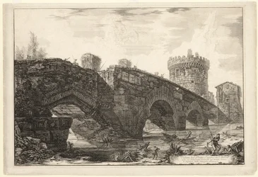 Utsikt over Ponte Lugano på Anio, fra utsikt over Roma