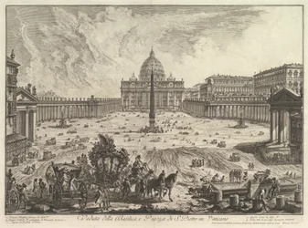 Utsikt over Peterskirken og plassen i Vatikanet, fra Vedute di Roma (Romerske utsikter)