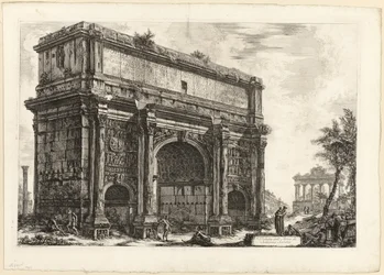 Utsikt over buen til Septimius Severus, fra utsikt over Roma