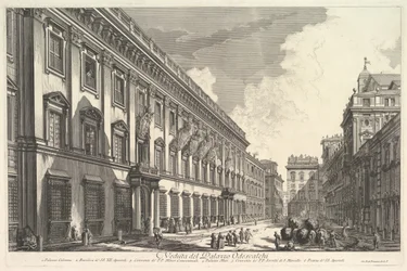 Utsikt over Palazzo Odeschali, fra utsikt over Roma romersk utsikt, ca. 1753.