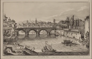 Utsikt over Sisto-broen, ca. 1778-92 (radering)