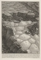 Utsikt over steinbelegningen på Via Appia (Veduta dell