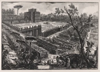 Villa Panfili utenfor Porta San Pancrazio (Villa Pamphilj utenfor Porta San Pancrazio), fra Vedute di Roma (Utsikt over Roma)
