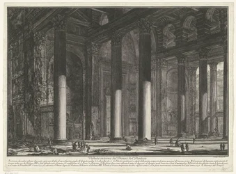Forportaal av Pantheon te Roma Innvendig visning av Pronaos of the Pantheon (tittel på objekt) Gezichten op Roma (serietittel) Utsikt over Roma designet og gravert av Giambattista Piranesi-arkitekten Ve (nez) iano (serietittel)