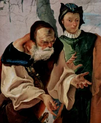 Fresker av bibelske scener i bispepalasset i Undine, scene: Rakel skjuler avgudene, detalj: Jakob