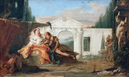 Rinaldo og Armida i Armidas magiske hage, avlyttet av Carlo og Ubaldo