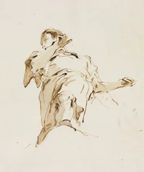 Mannsfigur sett nedenfra, ca. 1740-årene.