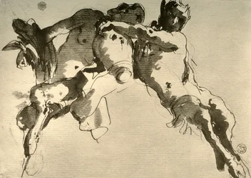 Mannlig og kvinnelig faun med amfora, midten av 1700-tallet, 1928