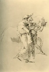Gammel mann og ung soldat, midten av 1700-tallet, 1928