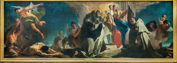 Vår Frue av Karmel blant de hellige Simon Stock, Teresa av Avila, Albert av Vercelli, profeten Elia og skjærsildens sjeler, 1745