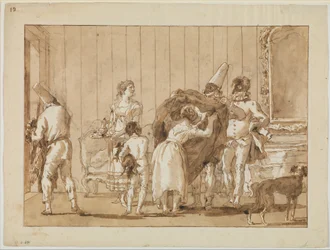 Punchinello som dressmaker, ca. 1800