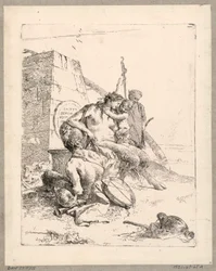 Satyrfamilie med en Obelisk, tallerken 11 fra Scherzi di Fantasia