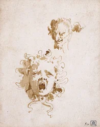 Hodet til Medusa, og hodet til en Satyr,
