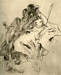To unge kvinner, midten av 1700-tallet, 1928