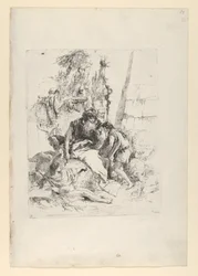 To tryllekunstnere og to gutter, fra Scherzi, ca. 1743-50.