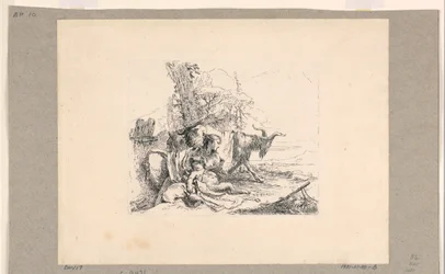 Kvinne med et spedbarn Satyr, fra Vari Capricci