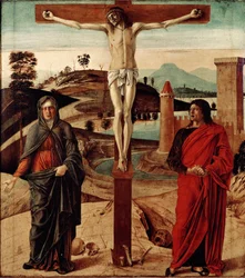 Golgata eller korsfestelse. Maleri av Giovanni Bellini dit il Giambellino (1432-1516). Mål: 71x63 cm. Firenze, Coll. Contini Bonacossi