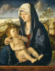 Madonna og barn i et landskap, ca. 14901500.