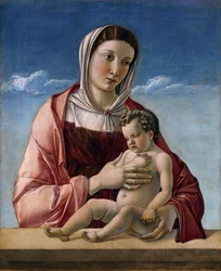 Jomfru og barn "(Madonna Frizzoni) Maleri av Giovanni Bellini dit il Giambellino
