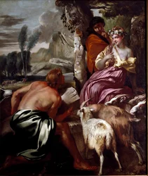 Jacob møter Rachel ved brønnen Maleri av Giovanni Benedetto Castiglione dit il Grechetto (1610-1665) 1600-tallets gener, privat samling