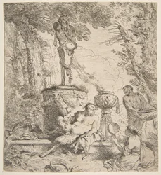 Bacchanal foran et alter for gudene, ca. 1645.