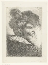 Hodet til en mann med turban og pelslue Stor studie av hoder med orientalsk hodeplagg (serietittel)
