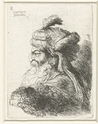 Hodet til en gammel mann med turban Liten studie av hoder med orientalsk hodeplagg (serietittel)