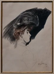 Elegant profil, ca. 1880 (kull på papir)