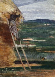 Haystack, en bonde på en stige